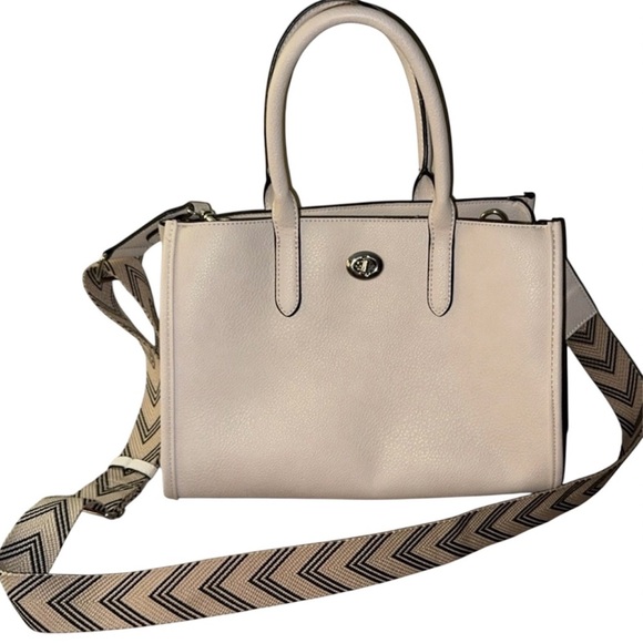 Rae Dunn Cream Satchel with Turnlock Closure - Picture 6 of 6